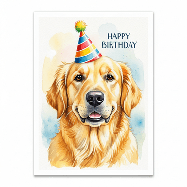 AI-generated birthday card with golden retriever
